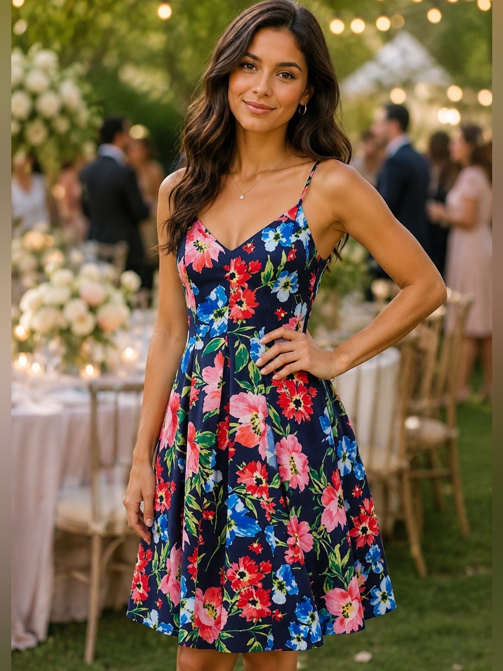 Eliza J Floral Fit & Flare Dress Size 4 Wedding Guest Garden Party